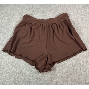 Pink Rose  Lounge Shorts Brown Knit Flowy Lounge Crossover Waist Women's Large